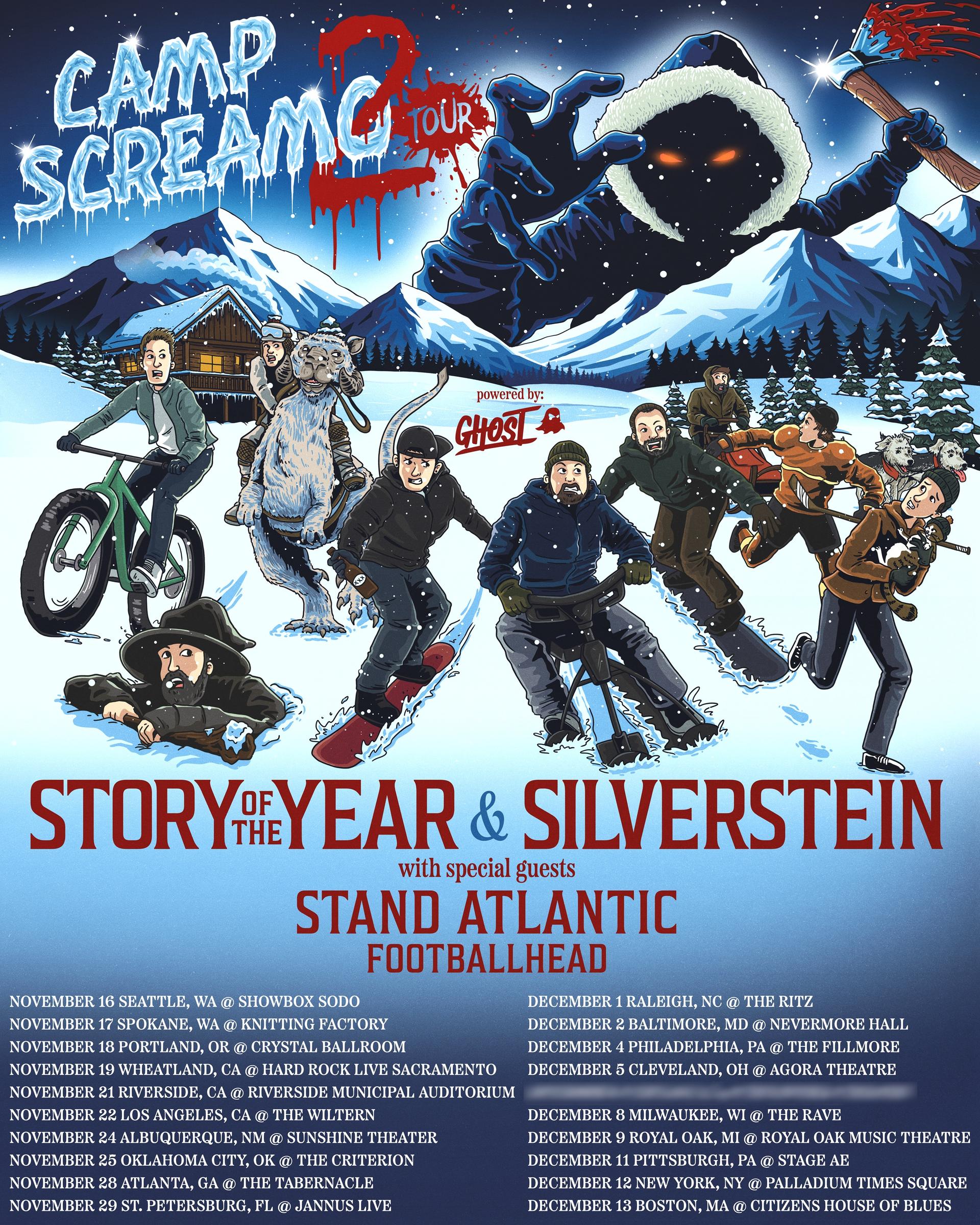 Flyer for Stand Atlantic with Story Of The Year & Silverstein: Camp Screamo Tour