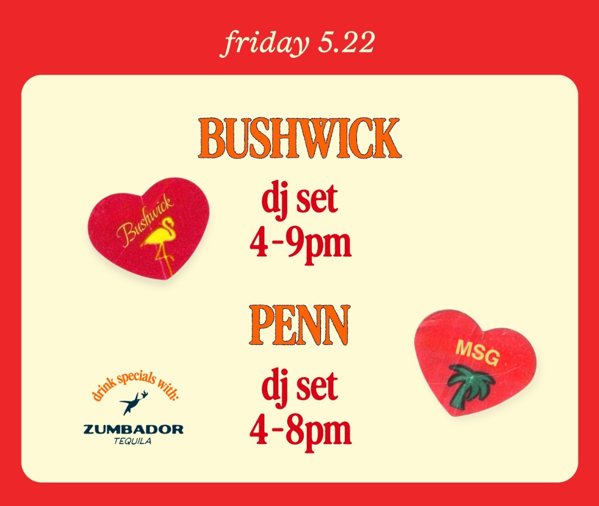 Flyer for DJ Set at Roberta's Bushwick
