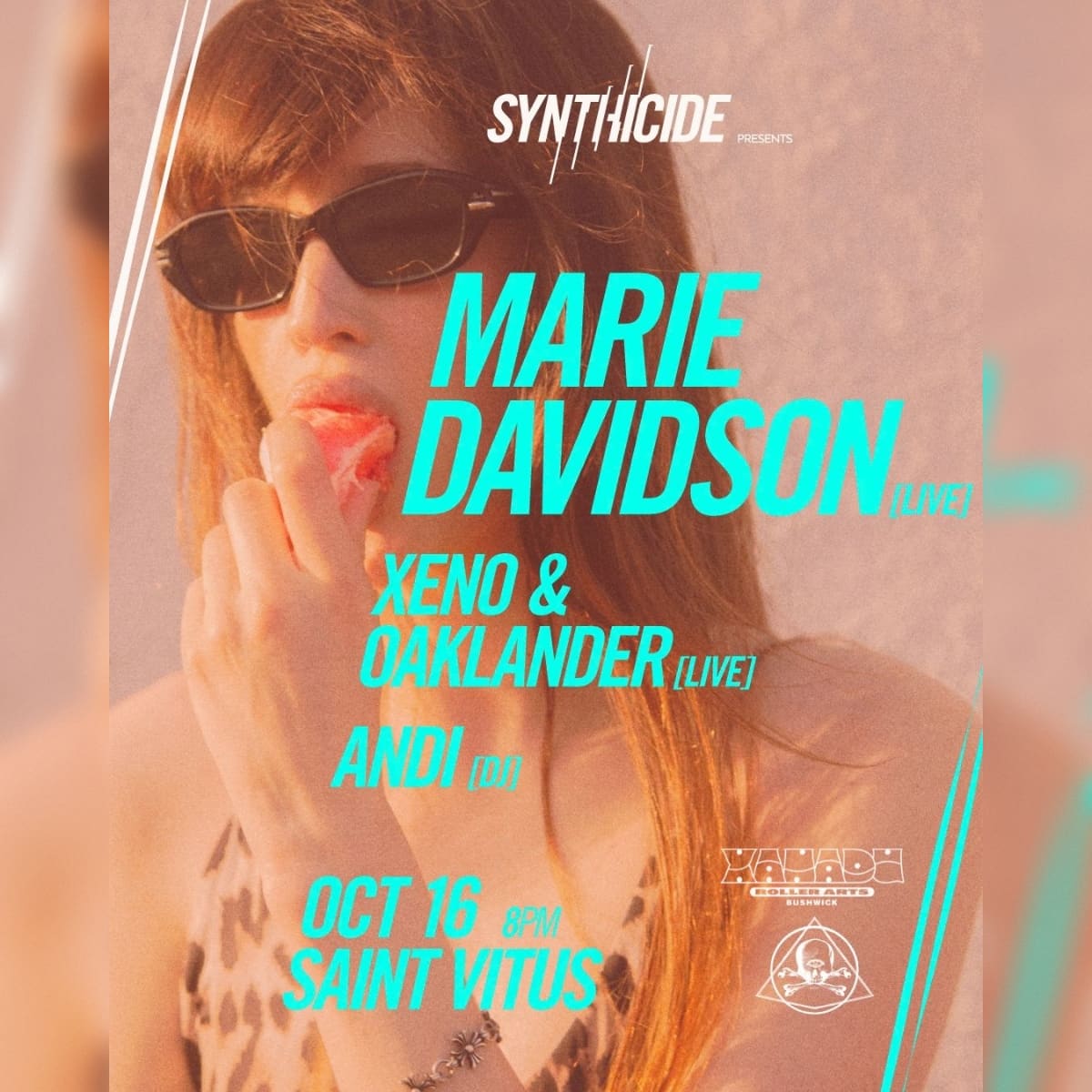 Flyer for Marie Davidson (Live) with Xeno & Oaklander (Live) and Andi (DJ)
