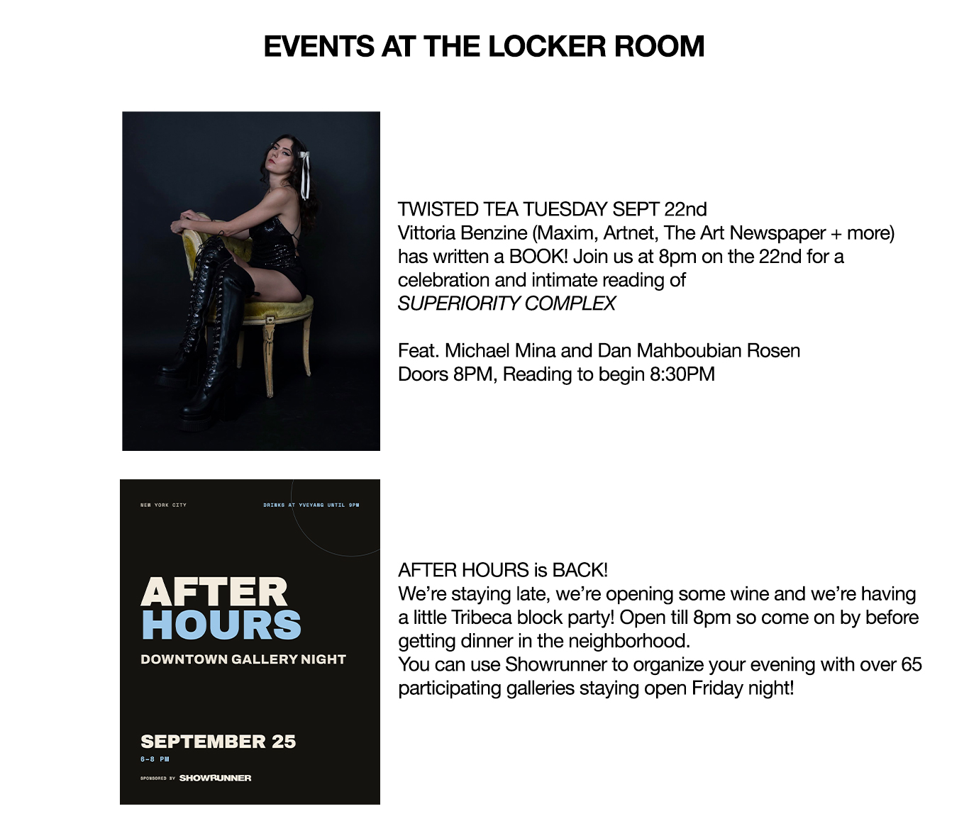 Flyer for TWISTED TEA TUESDAY: Vittoria Benzine Book Reading
