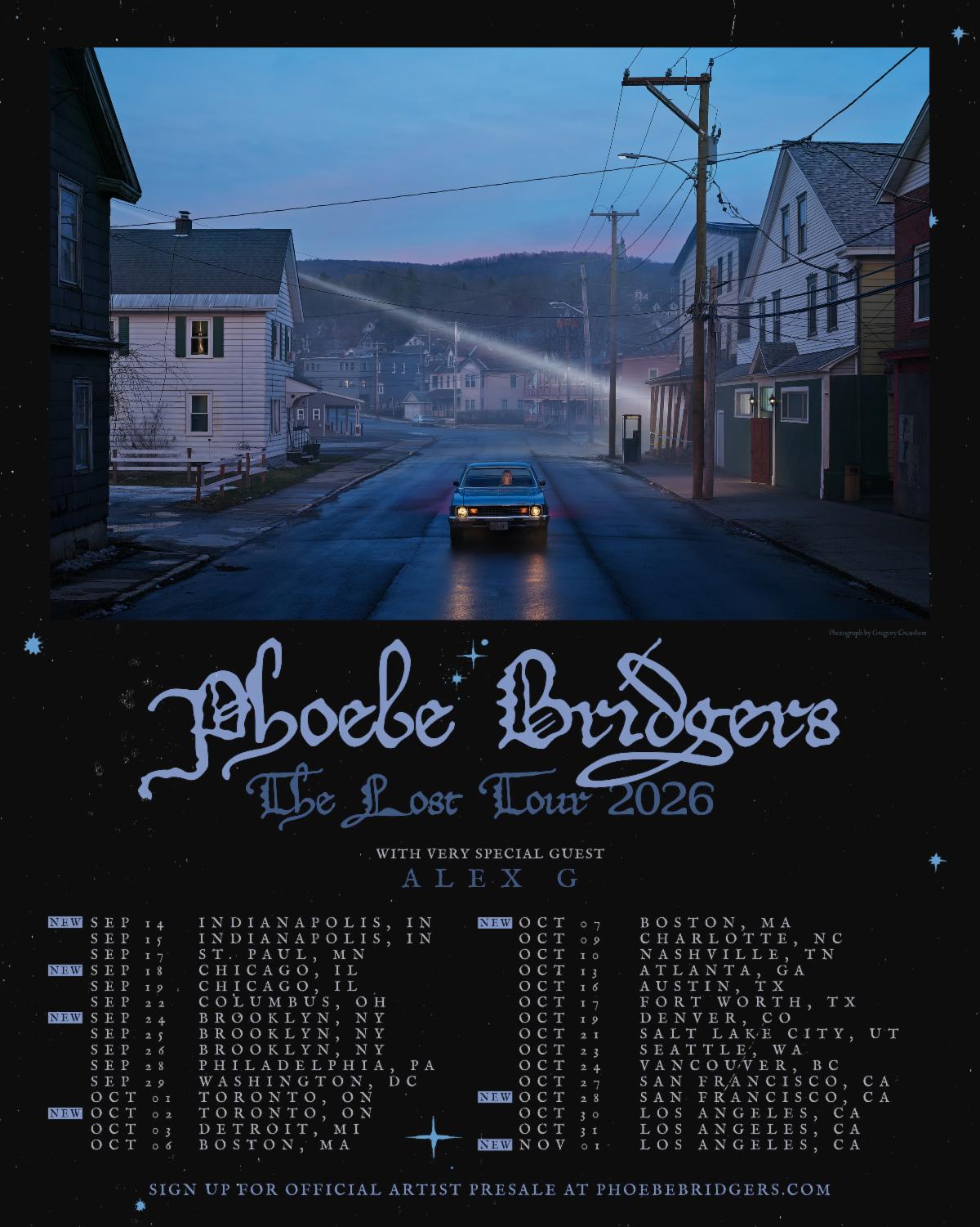 Flyer for Phoebe Bridgers: The Lost Tour 2026