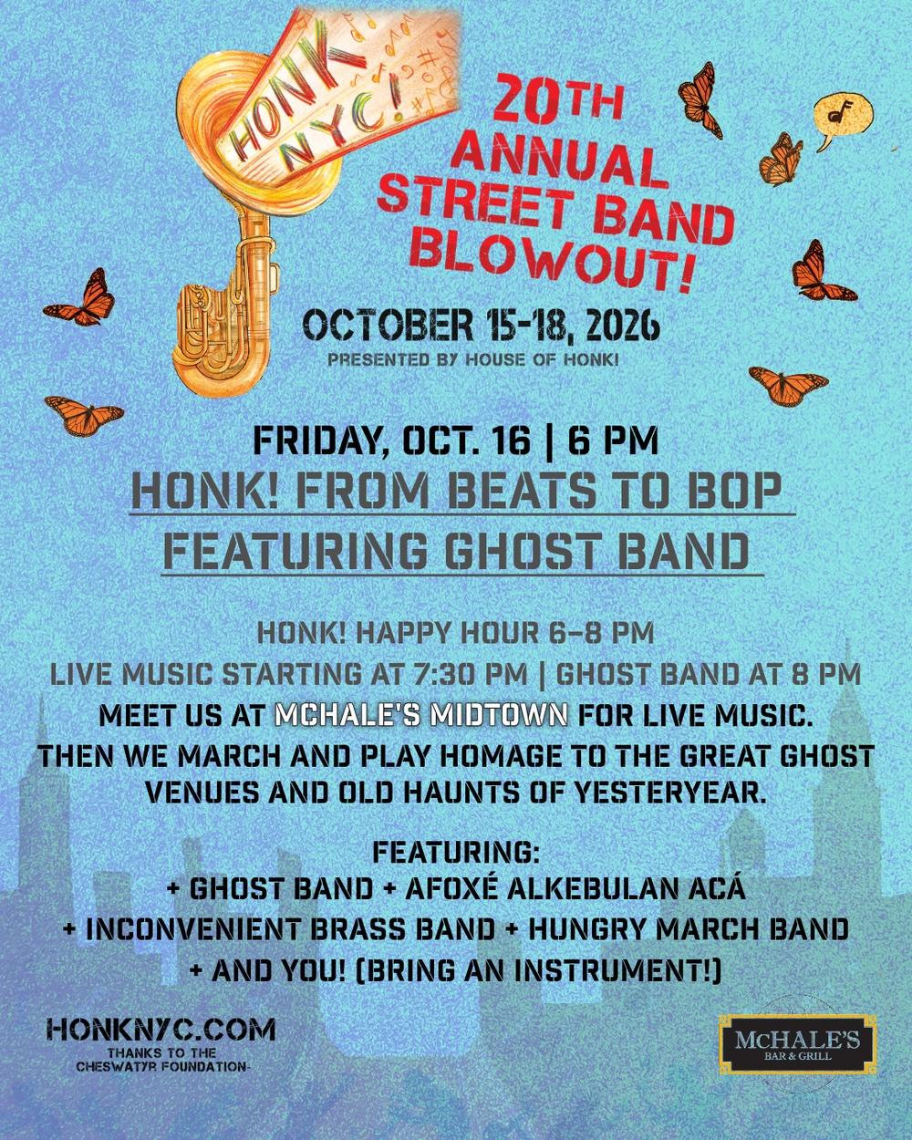 Flyer for HONK! from Beats to Bop