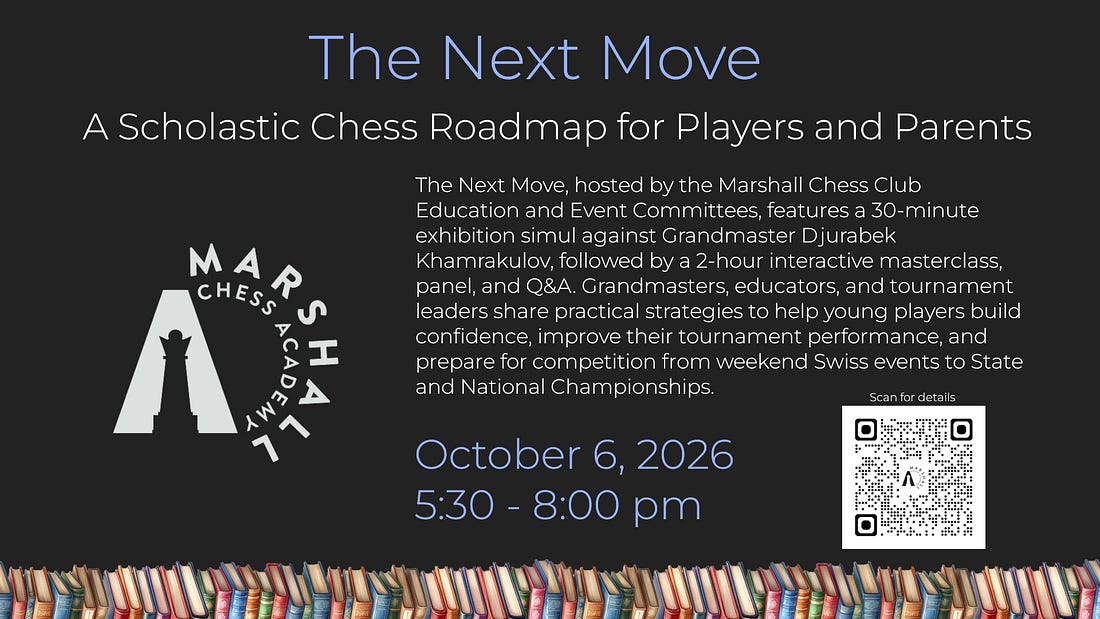 Flyer for The Next Move: A Scholastic Chess Roadmap for Players and Parents