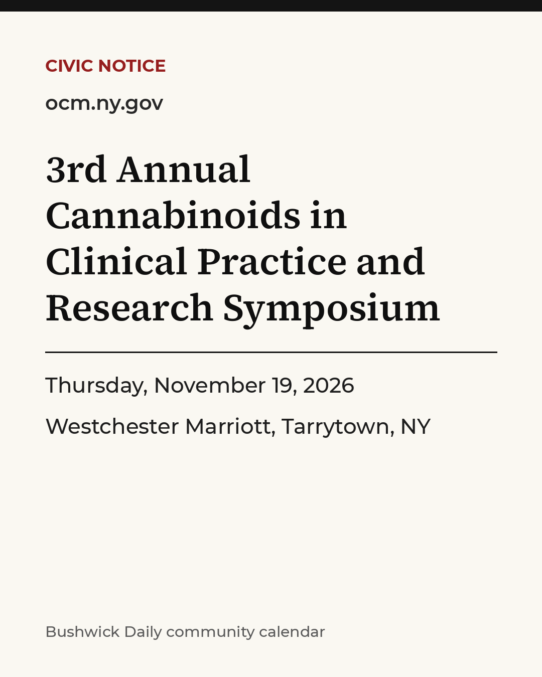 Flyer for 3rd Annual Cannabinoids in Clinical Practice and Research Symposium