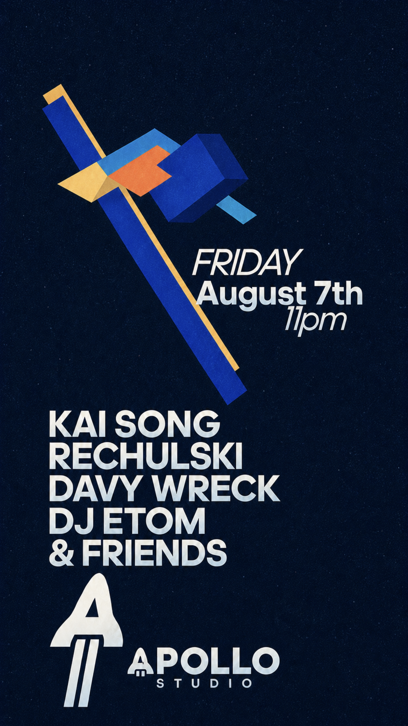 Flyer for Apollo Studio: Kai Song, Rechulski, Davy Wreck, DJ Etom & Friends