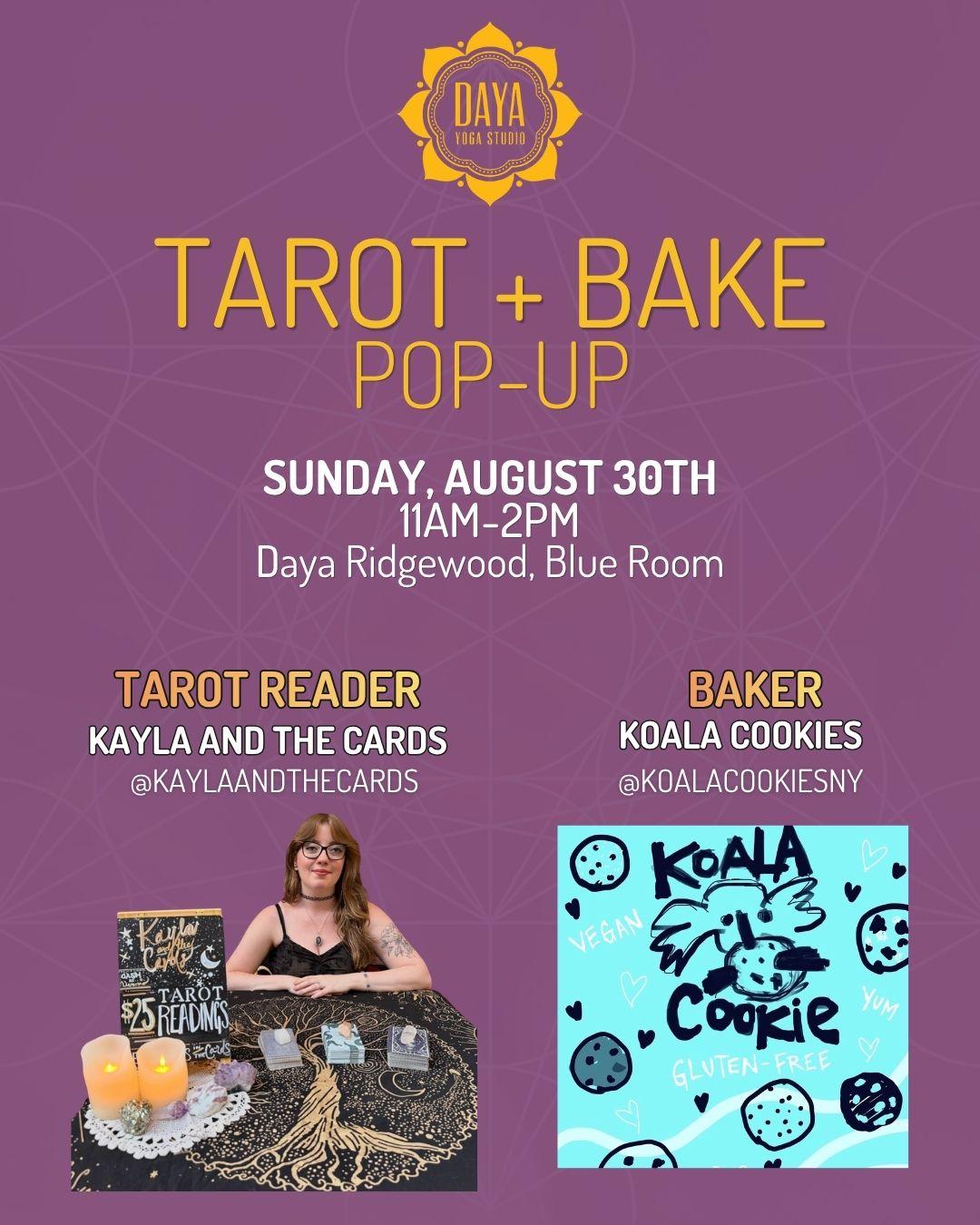 Flyer for Tarot + Bake Pop-Up