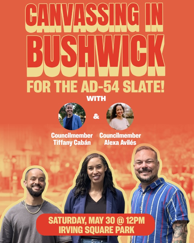 Flyer for Canvassing in Bushwick for the AD-54 Slate!