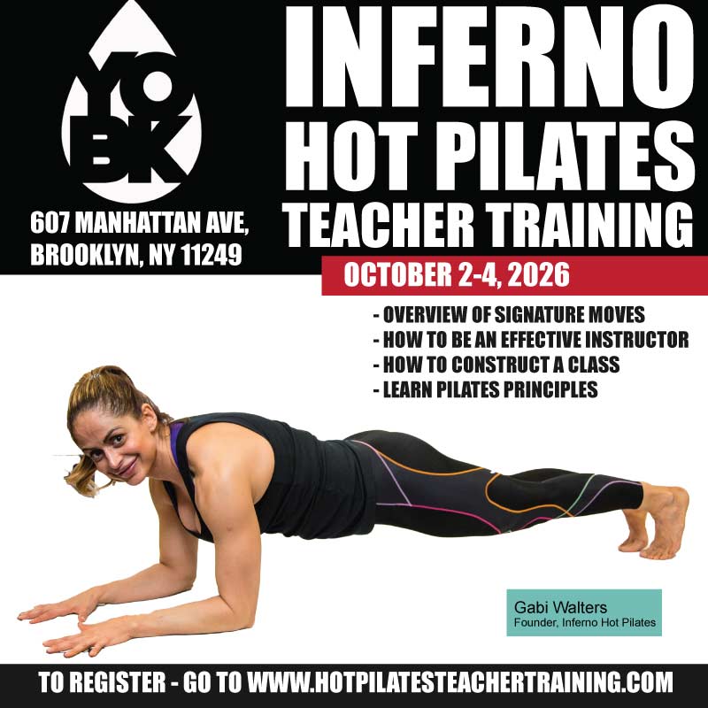Flyer for INFERNO HOT PILATES TEACHER TRAINING
