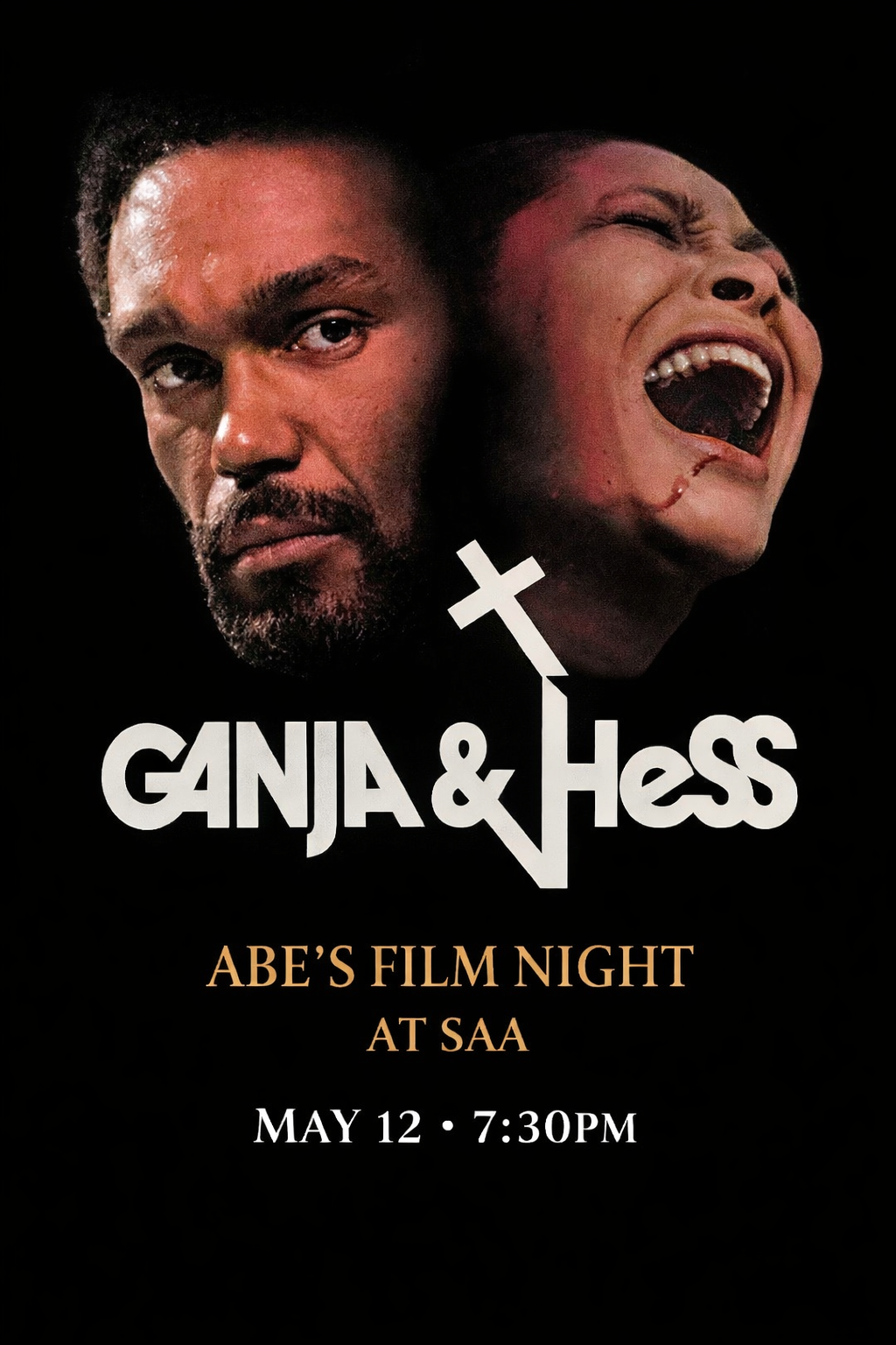 Flyer for Abe's Film Night: Ganja & Hess