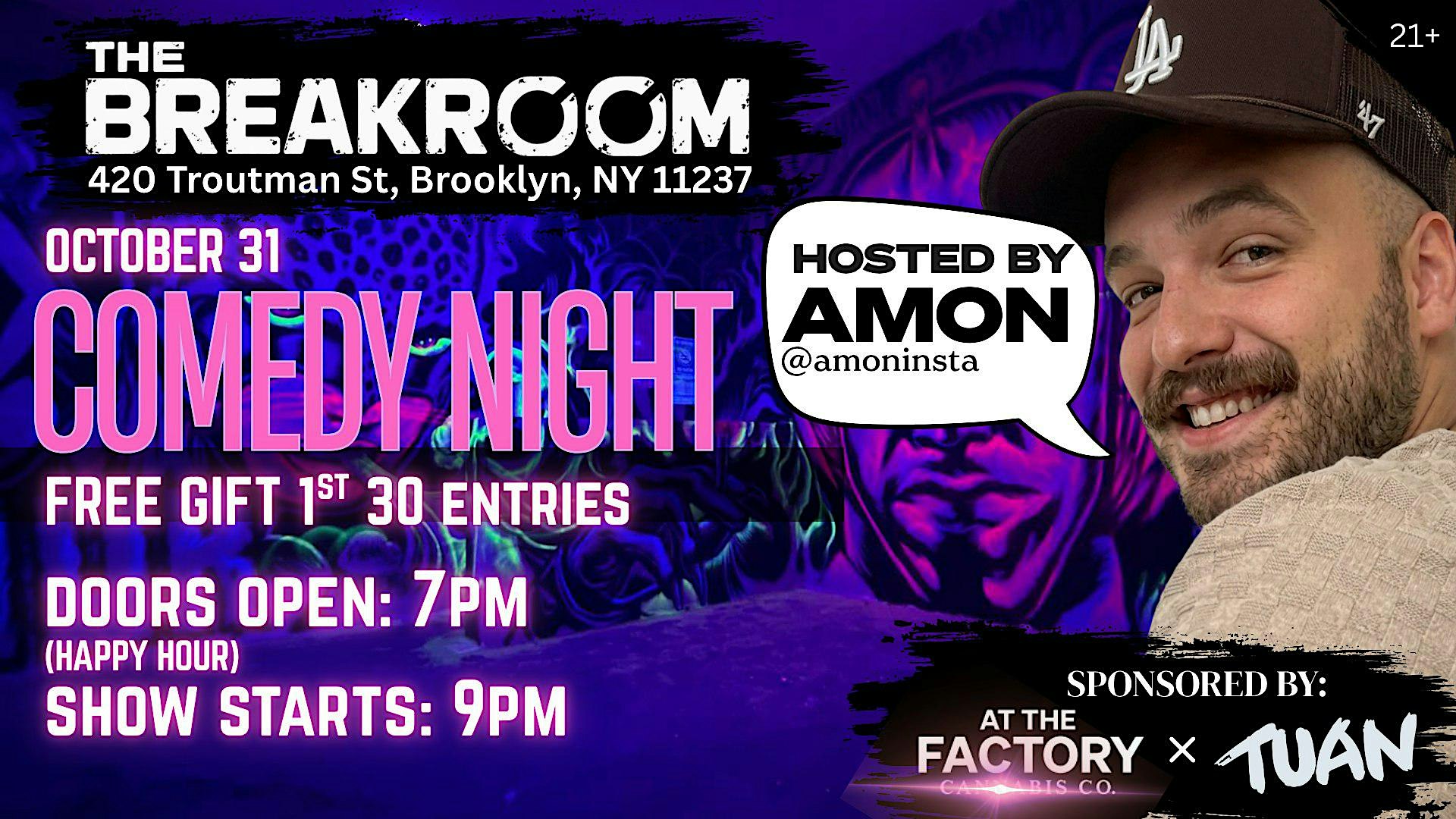 Flyer for Halloween Comedy Night at The Breakroom Lounge