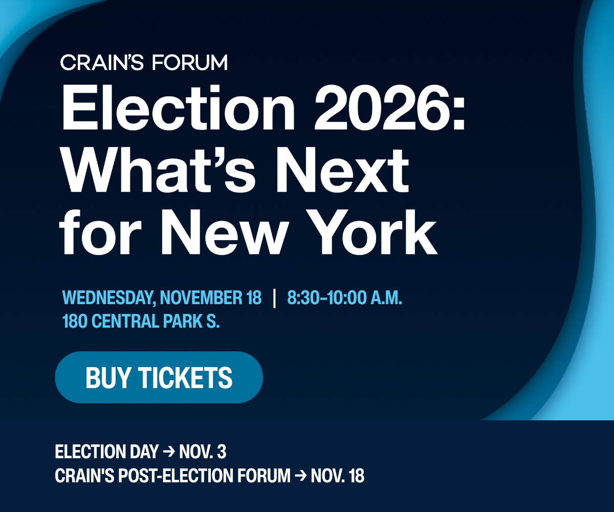 Flyer for Crain's Forum: Election 2026: What's Next for New York