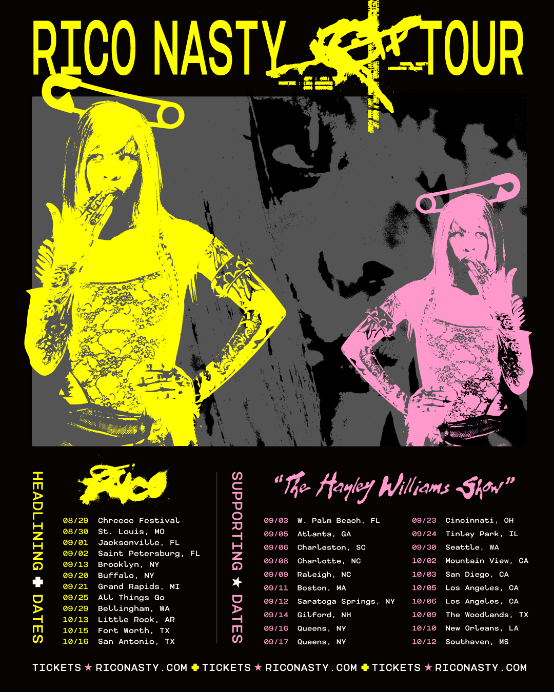 Flyer for Rico Nasty Headlining Tour