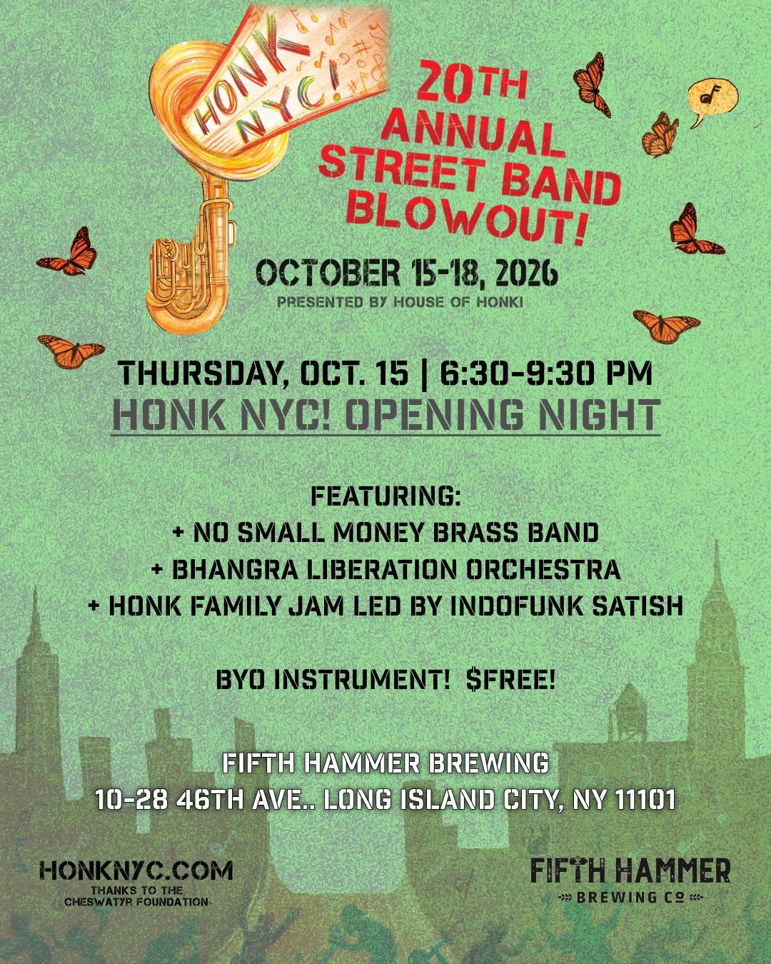 Flyer for HONK! NYC Opening Night