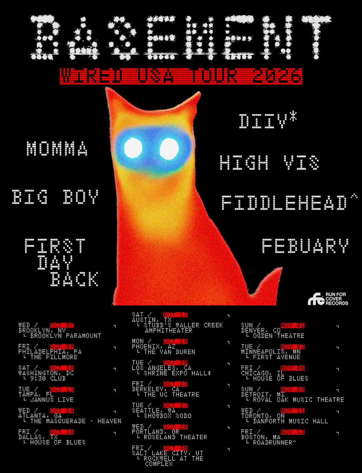 Flyer for BASEMENT North American Tour - Brooklyn