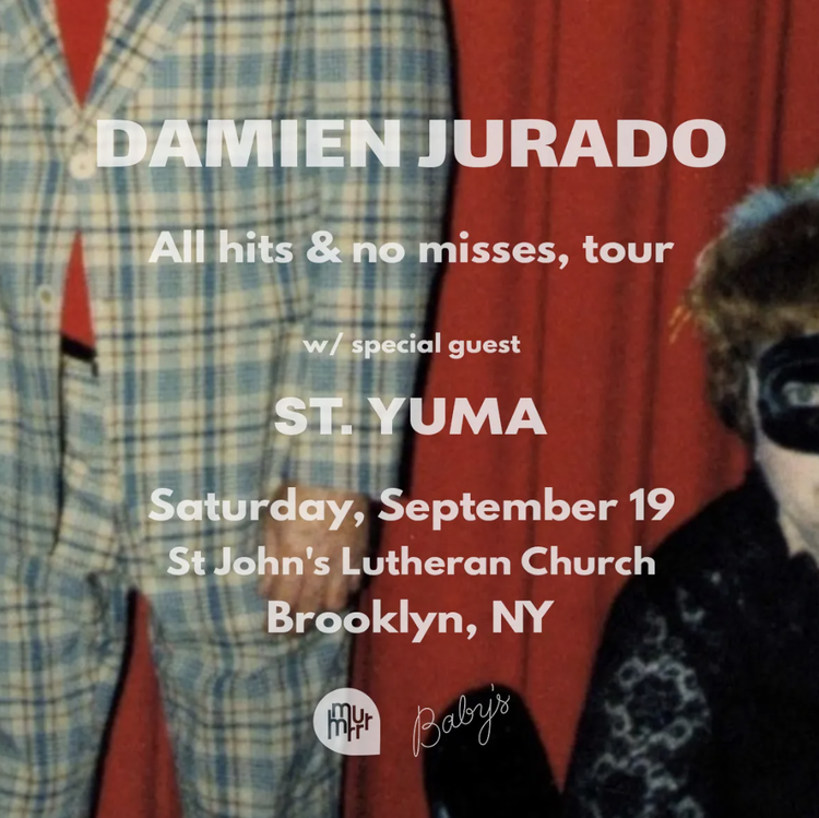 Flyer for Damien Jurado All hits & no misses, tour w/ special guest St. Yuma