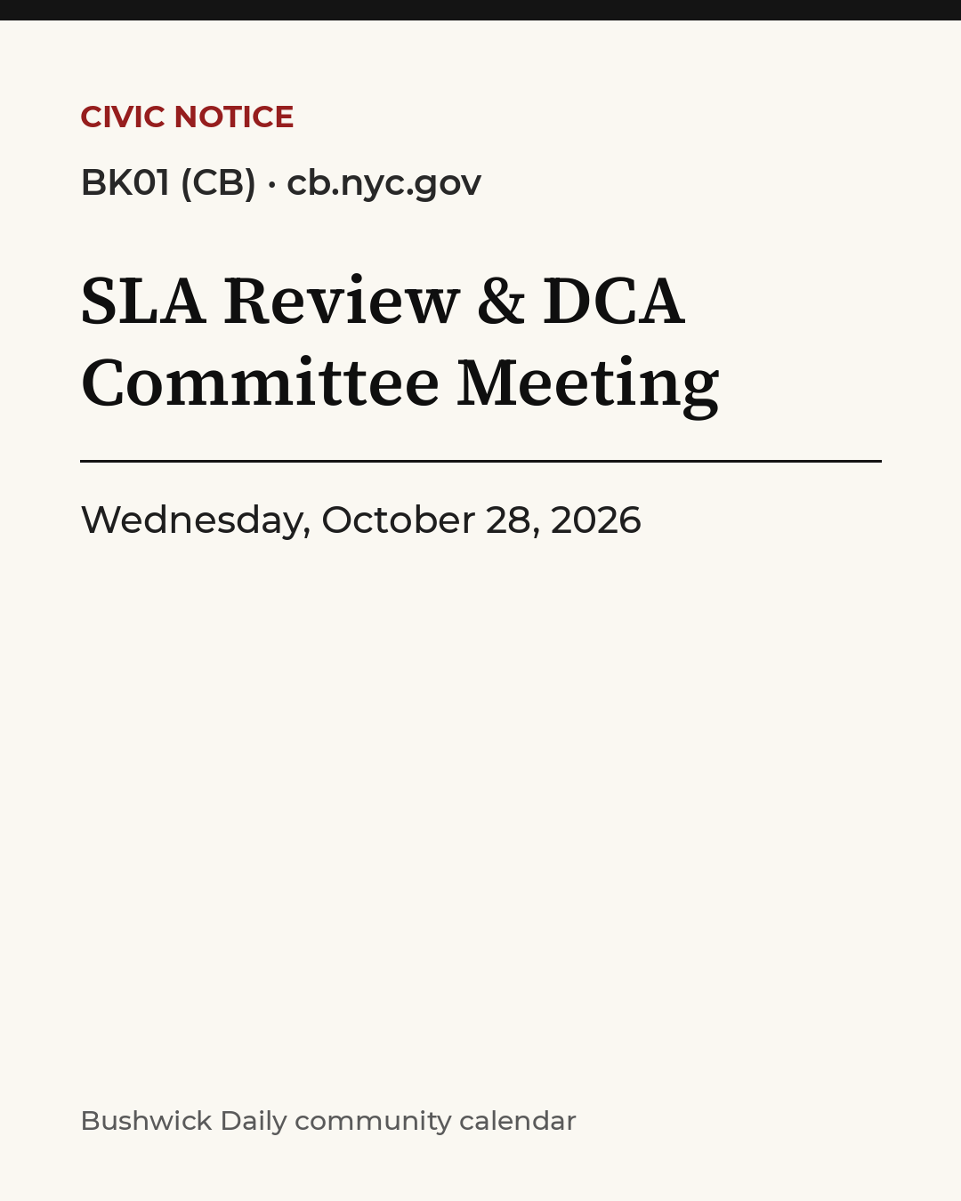 Flyer for SLA Review & DCA Committee Meeting