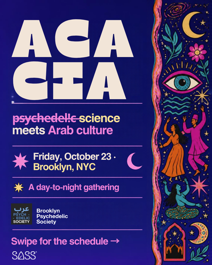 Flyer for ACA CHA: Psychedelic Science Meets Arab Culture