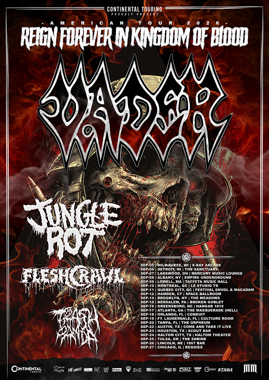 Flyer for Vader, Jungle Rot, Fleshcrawl, Trash Panda - Reign Forever in Kingdom of Blood Tour