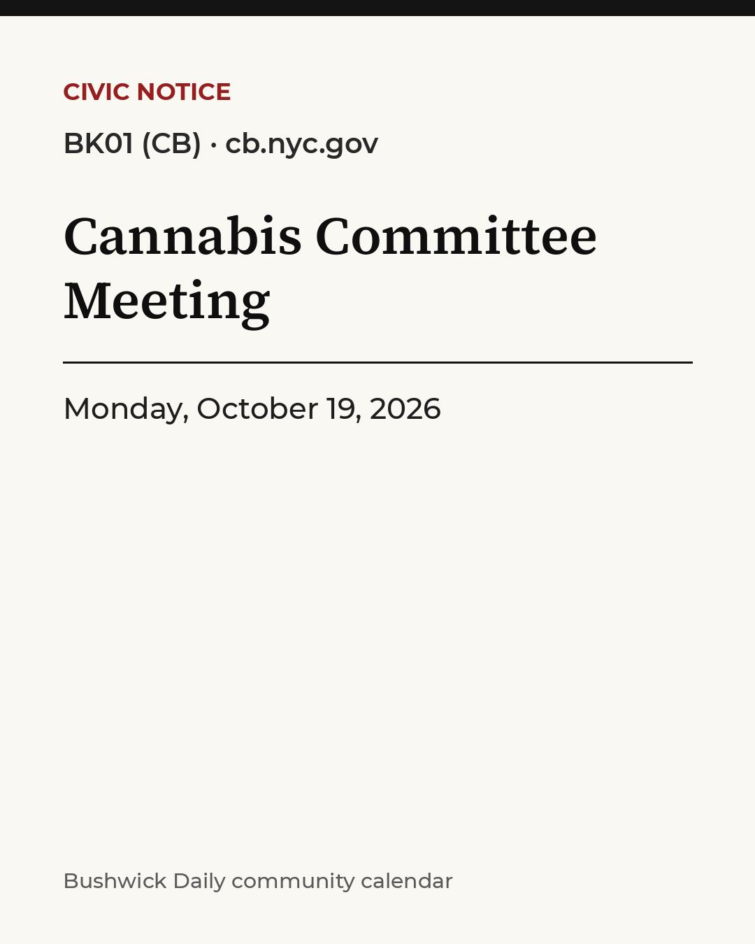 Flyer for Cannabis Committee Meeting