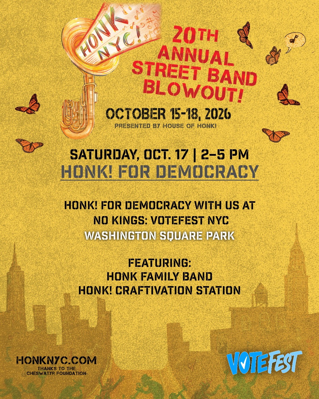 Flyer for HONK! for Democracy