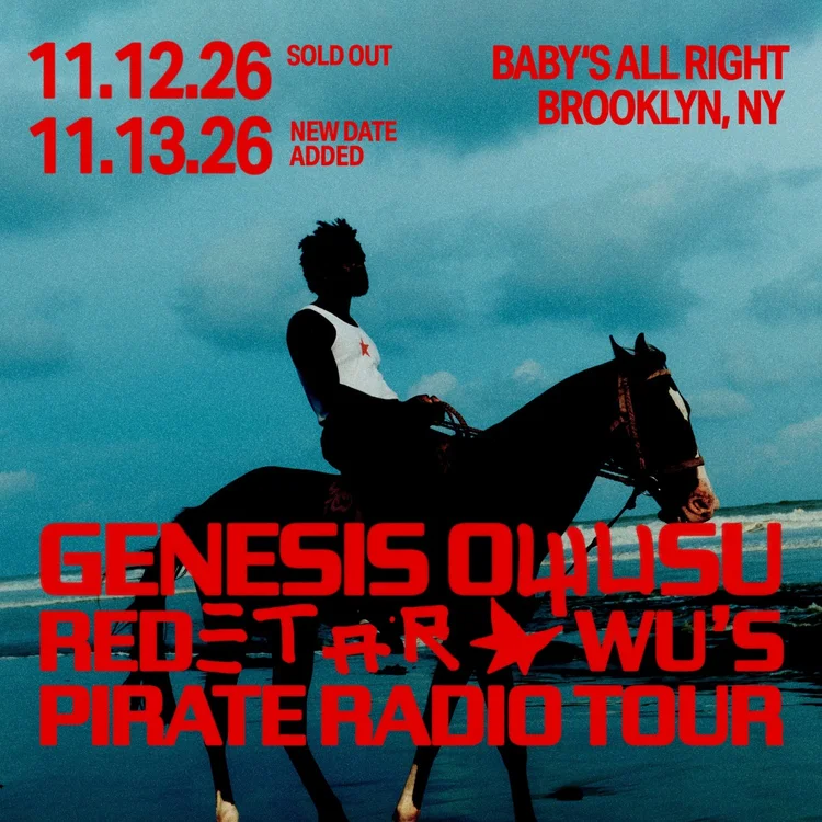 Flyer for Genesis Owusu Red Star Wu's Pirate Radio Tour (New Date)