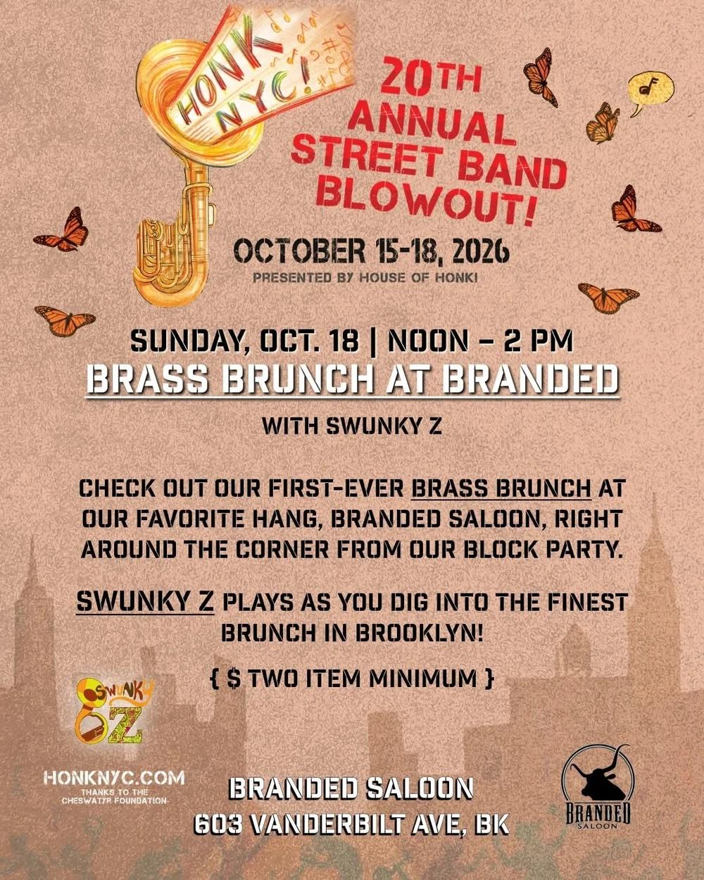 Flyer for Brass Brunch at Branded