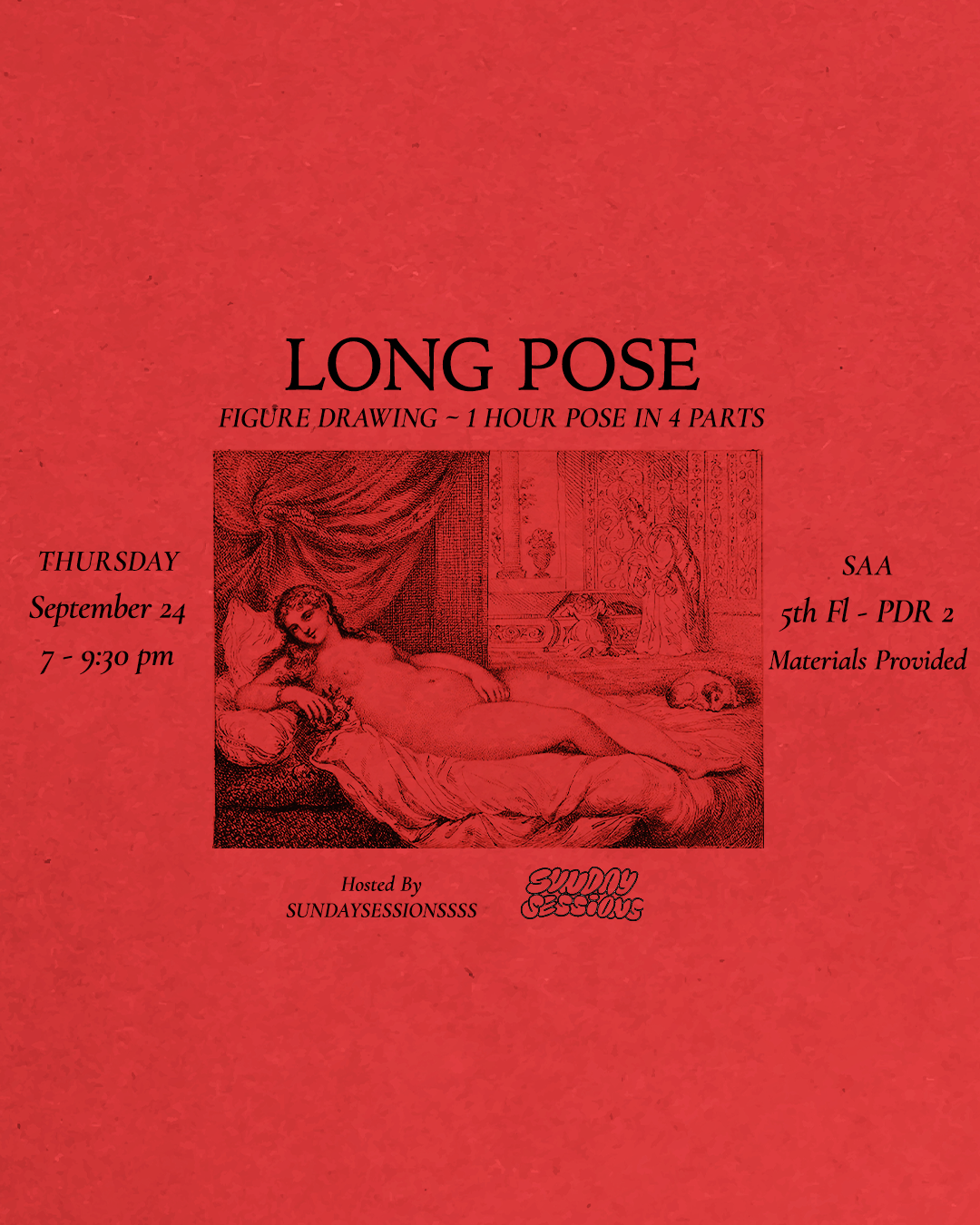 Flyer for Long Pose - Figure Drawing
