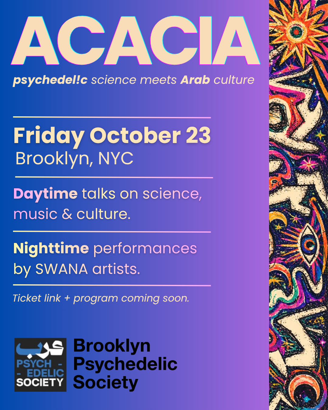 Flyer for ACACIA: Psychedelic Science Meets Arab Culture