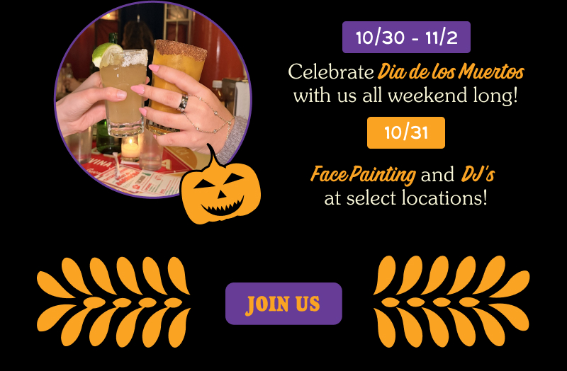 Flyer for Halloweekend Party at Tacombi with all weekend long happy hour