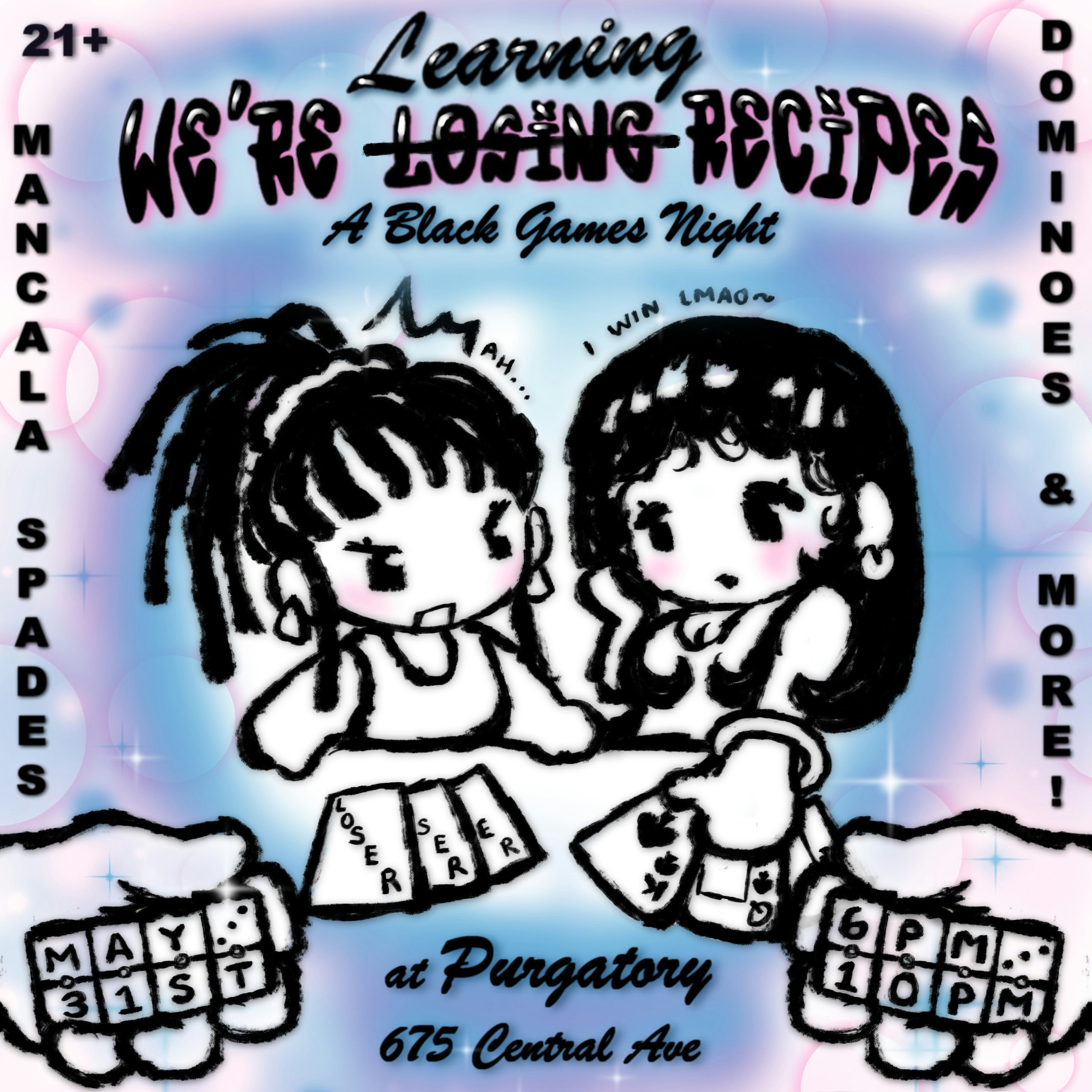 Flyer for Learning We're Losing Recipes: A Black Games Night