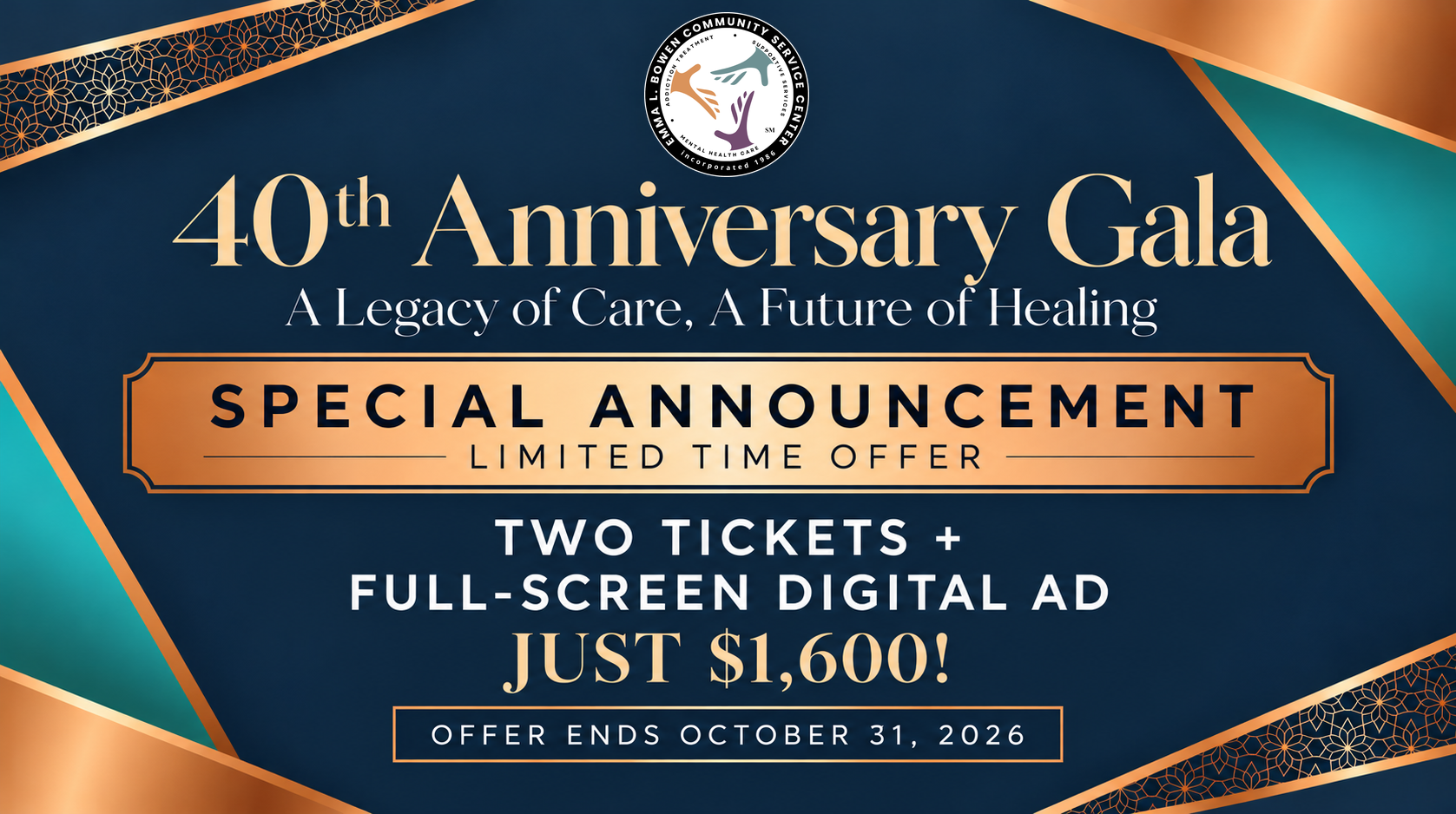 Flyer for 40th Anniversary Celebration Package Deadline