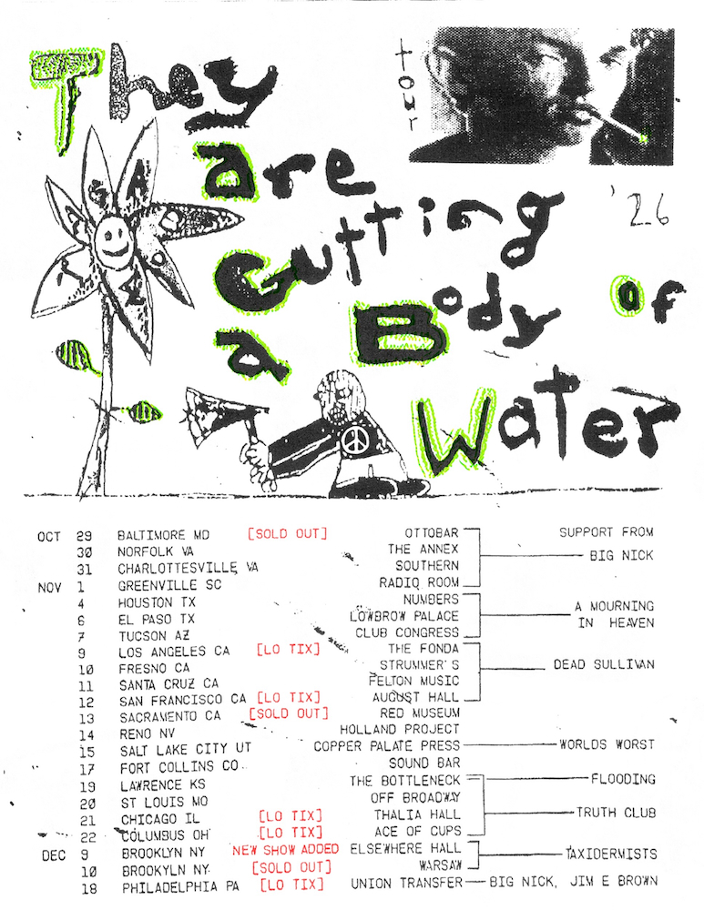 Flyer for They Are Gutting a Body of Water at Elsewhere Hall