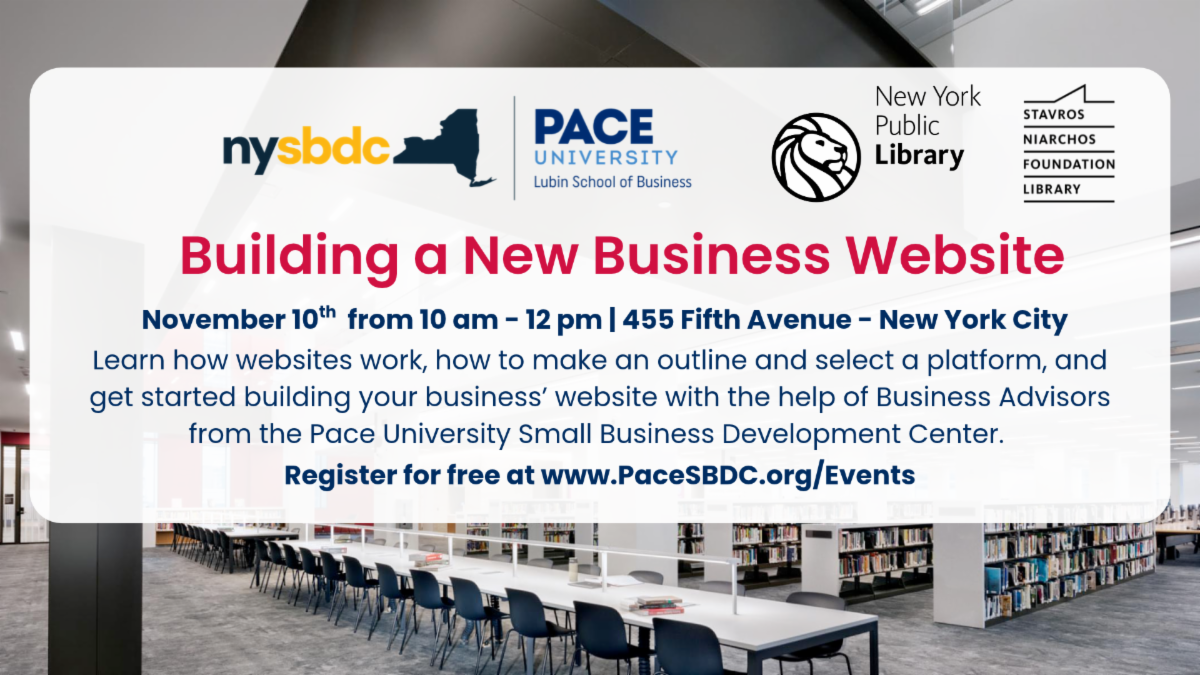 Flyer for Build a New Business Website at the New York Public Library!