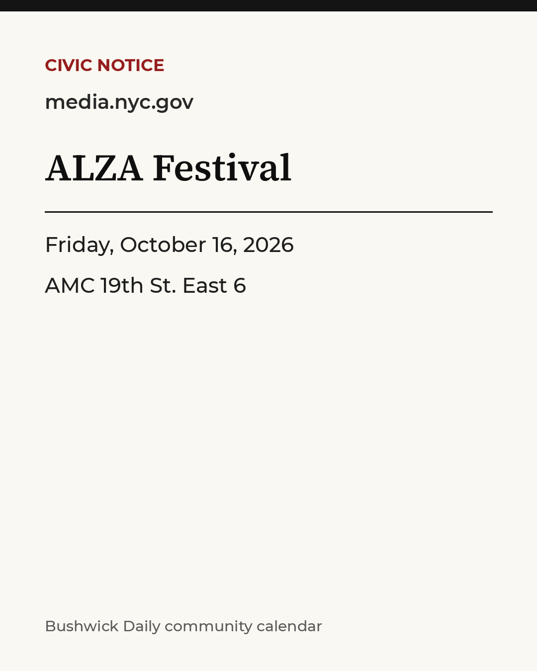 Flyer for ALZA Festival