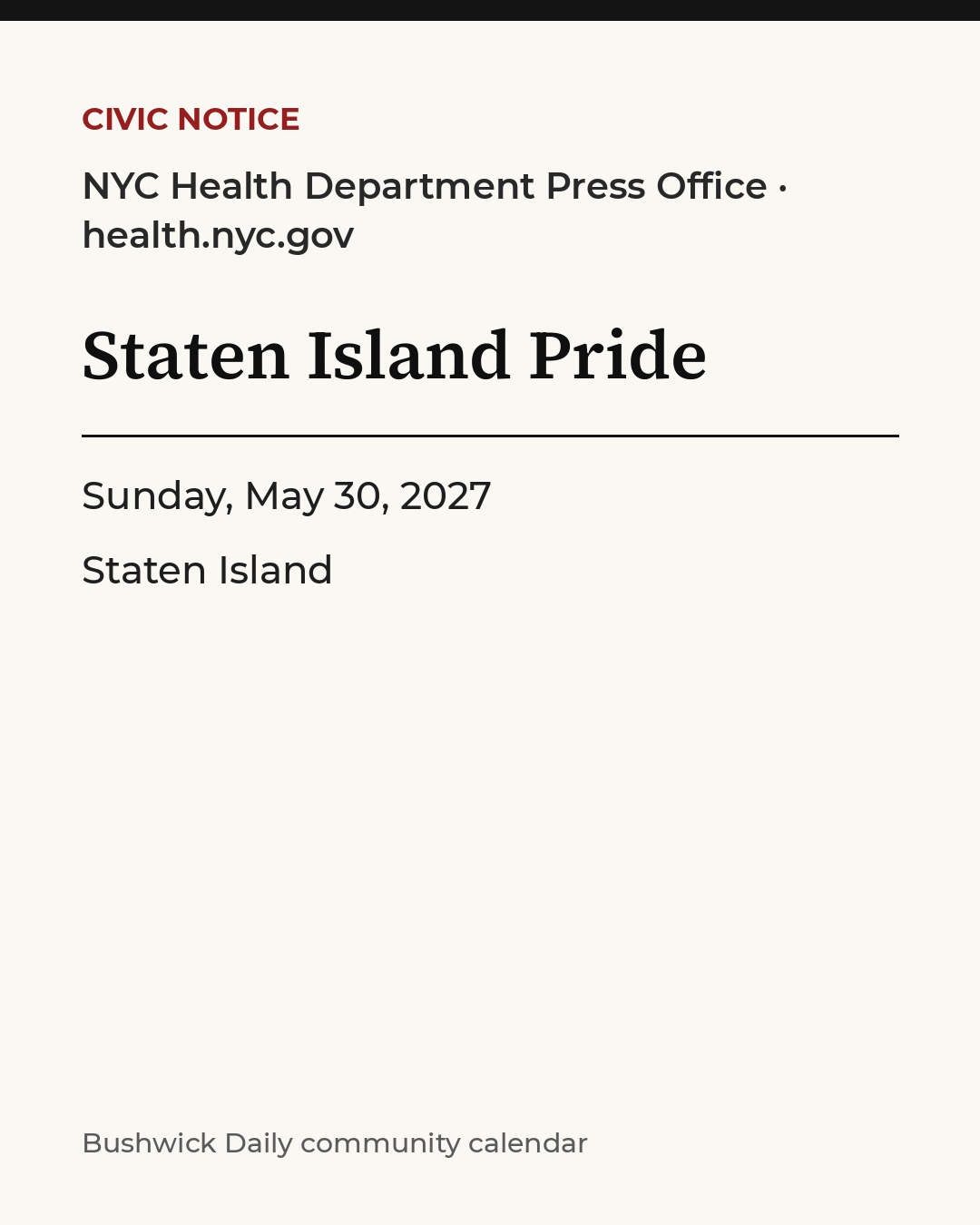 Flyer for Staten Island Pride