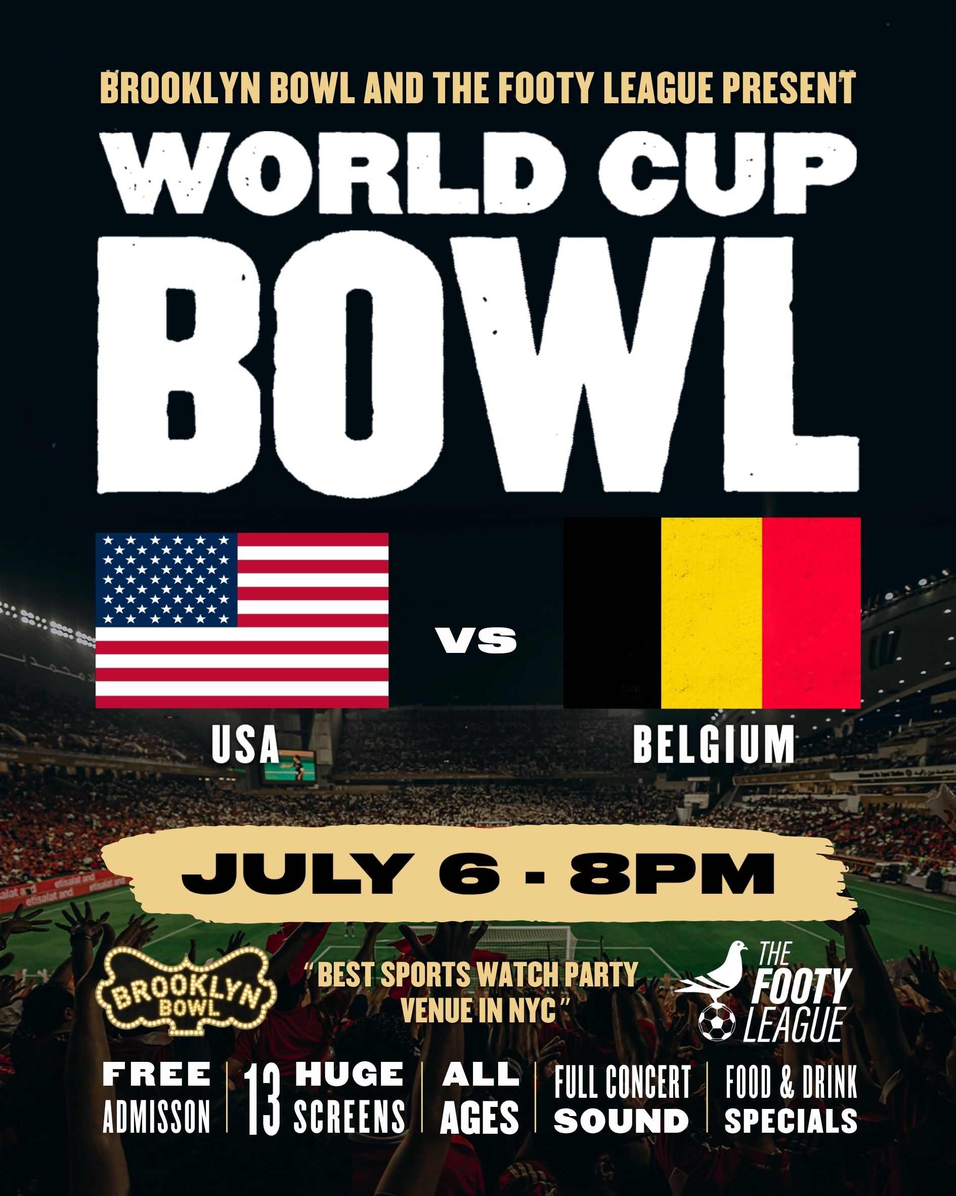 Flyer for USA v. Belgium World Cup Watch Party
