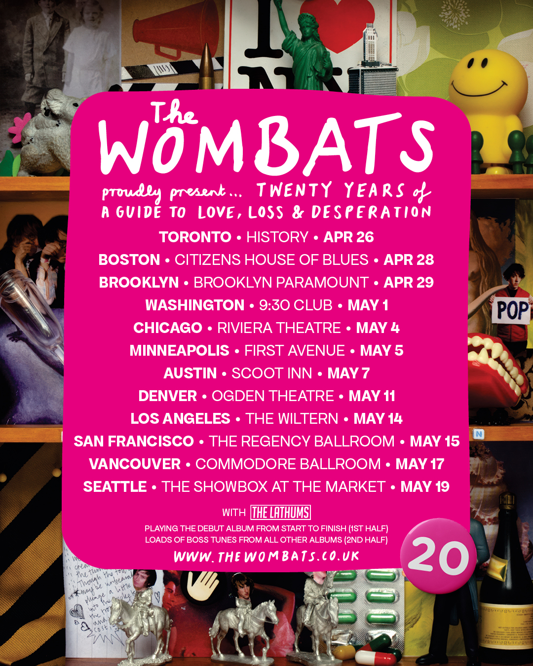 Flyer for The Wombats: Twenty Years of A Guide To Love, Loss & Desperation Tour