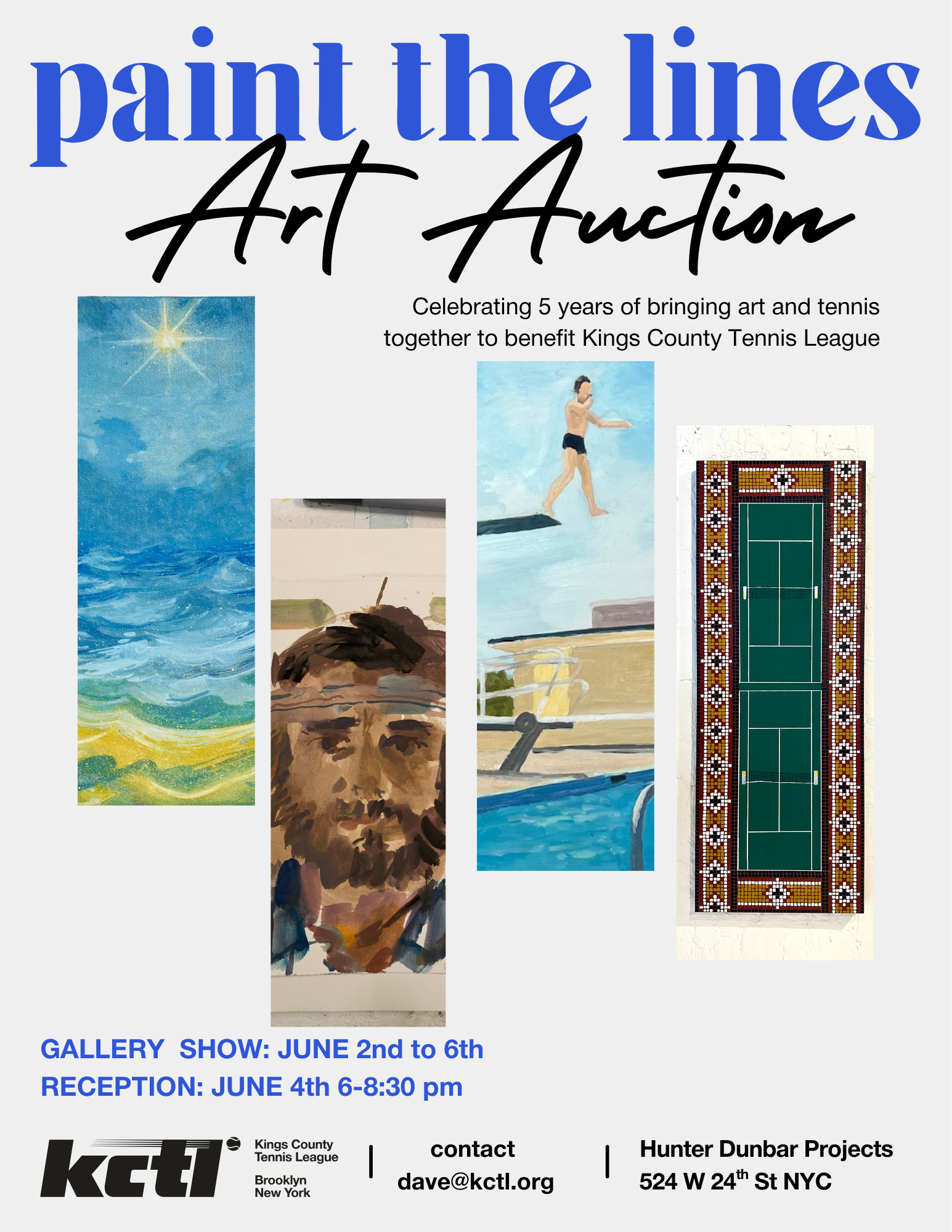 Flyer for Paint the Lines Art Auction - Gallery Show