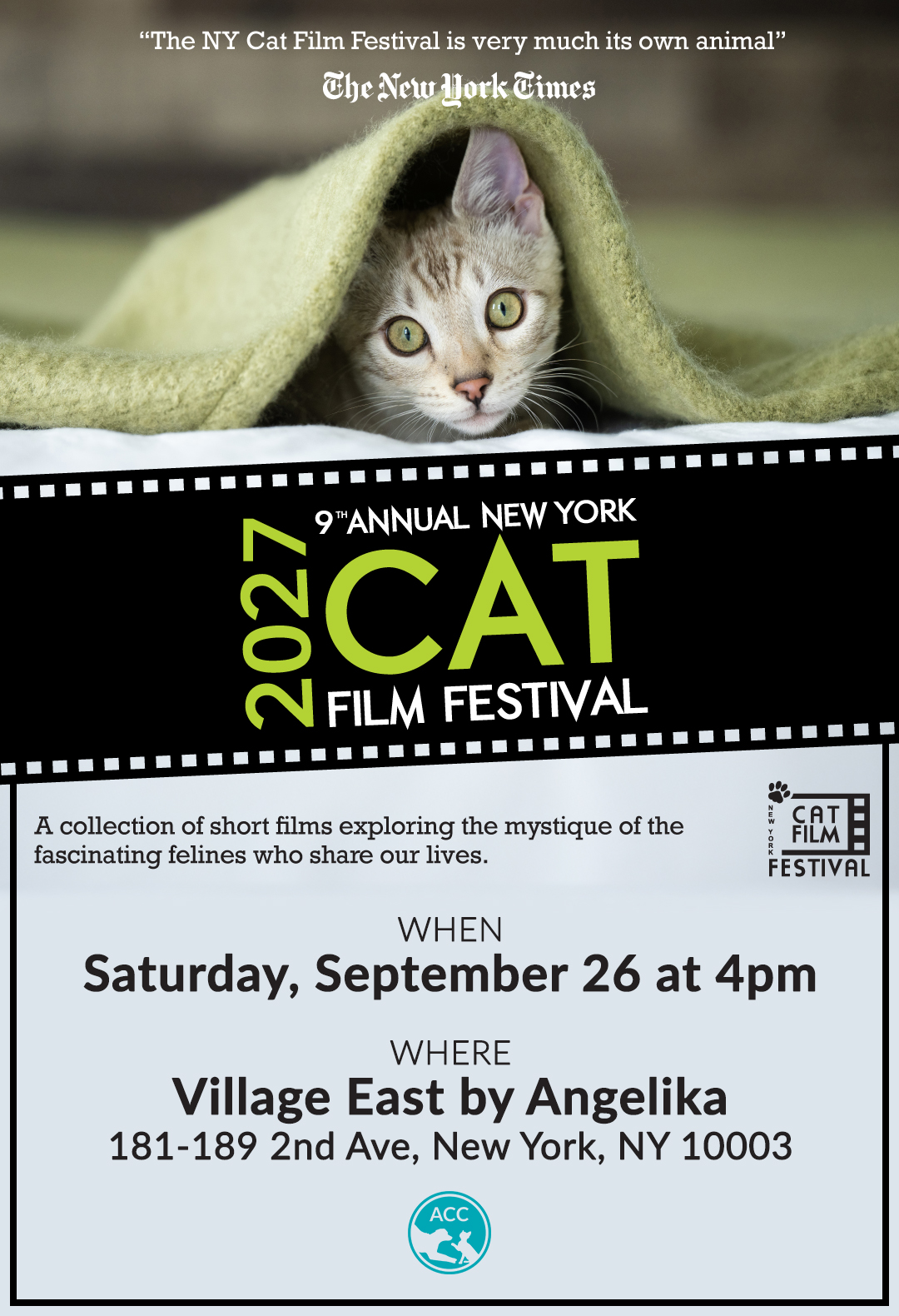 Flyer for 9th Annual New York Cat Film Festival