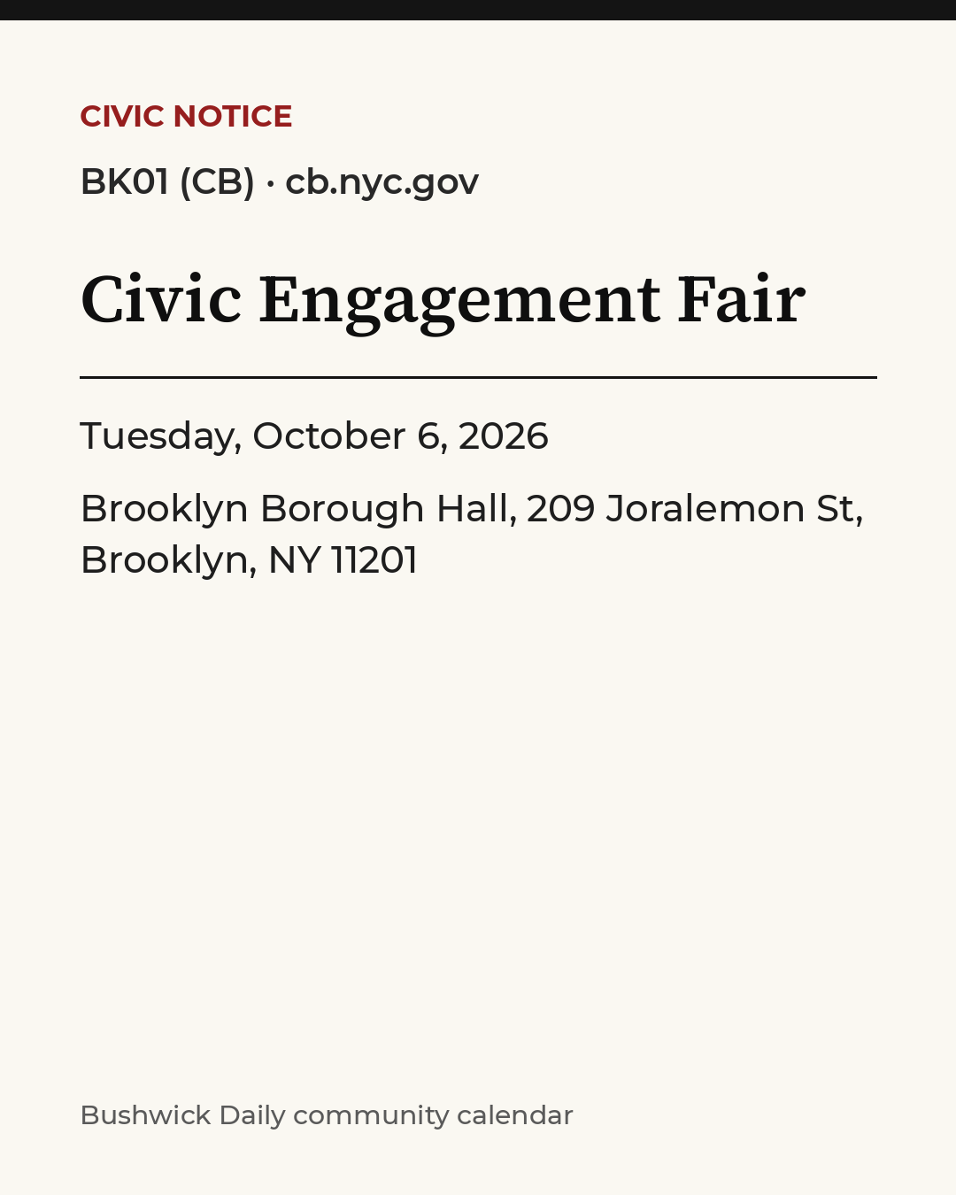 Flyer for Civic Engagement Fair