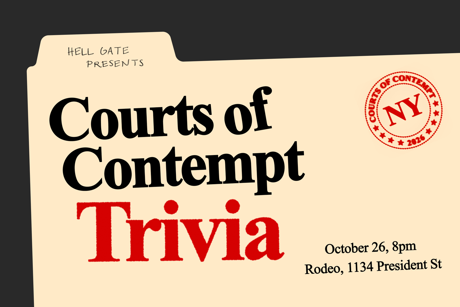 Flyer for Courts of Contempt Trivia