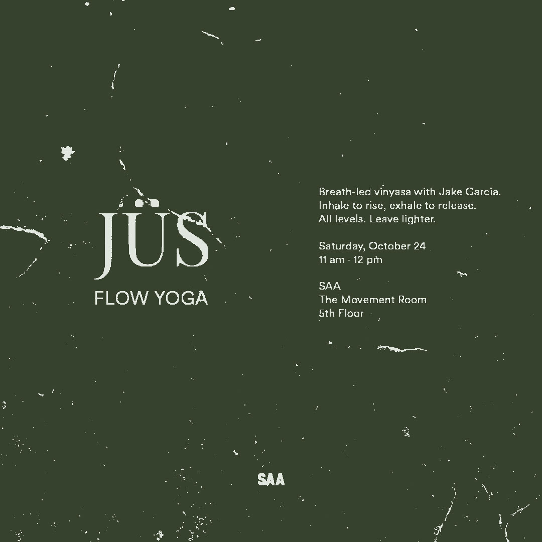 Flyer for JÜS FLOW YOGA with Jake Garcia