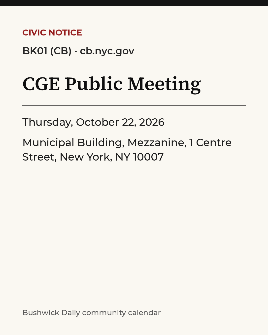 Flyer for CGE Public Meeting