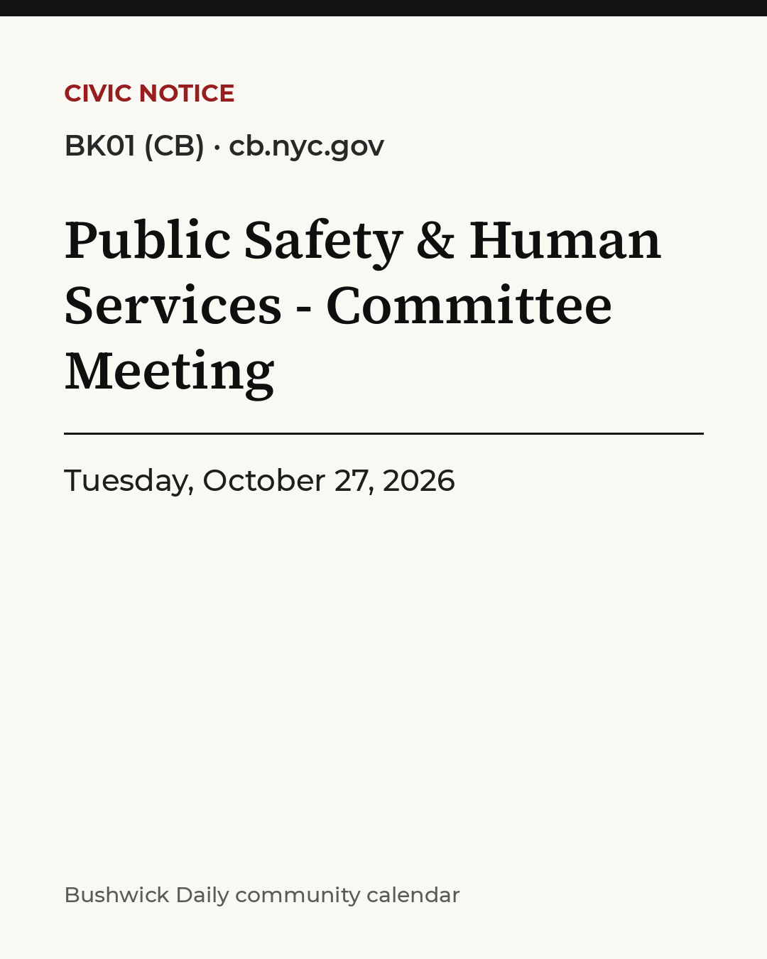 Flyer for Public Safety & Human Services - Committee Meeting