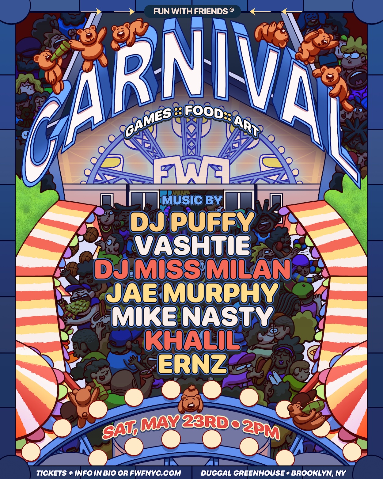 Flyer for Carnival: Games, Food, Art & Music
