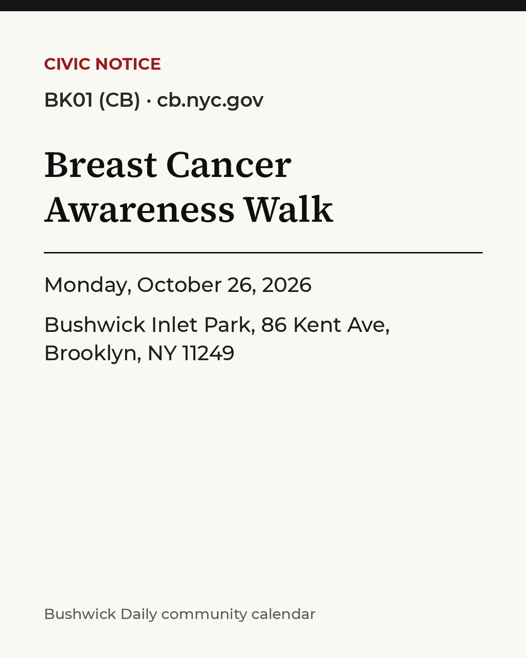 Flyer for Breast Cancer Awareness Walk