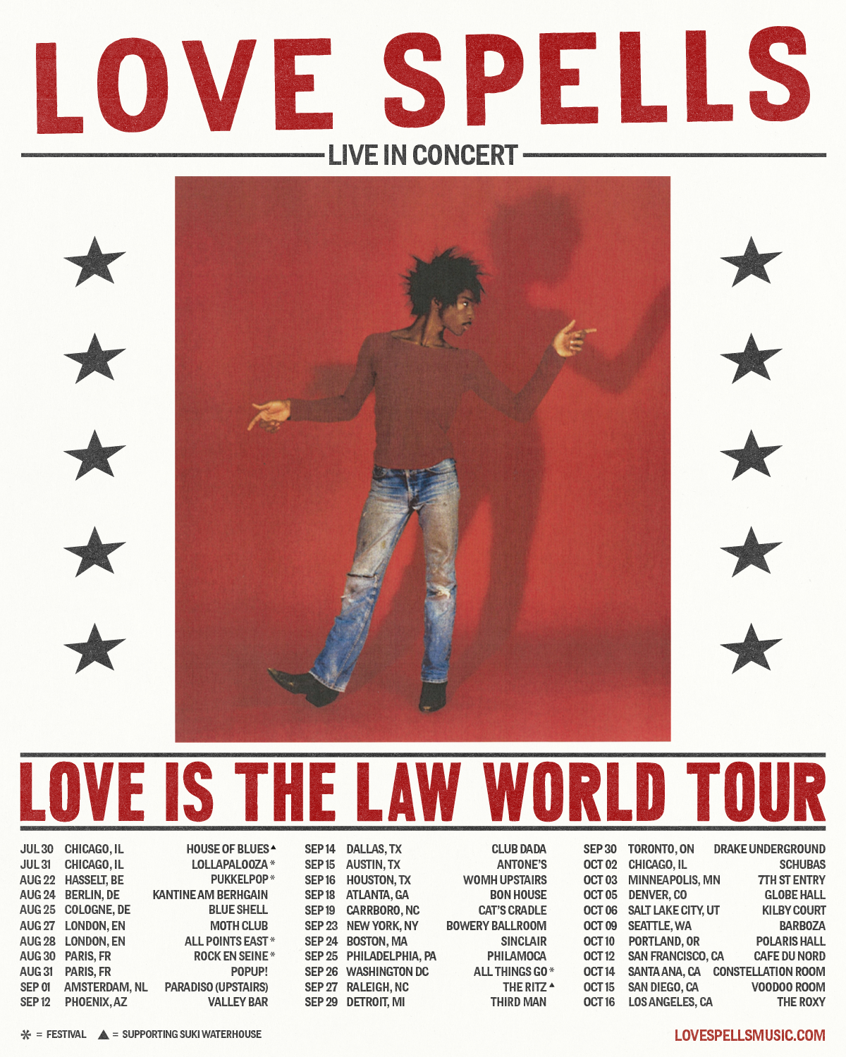 Flyer for LOVE SPELLS LIVE IN CONCERT