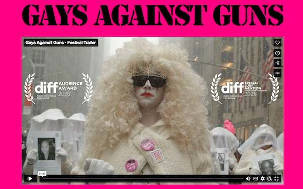 Flyer for NewFest Presents: Gays Against Guns Documentary U.S. Premiere