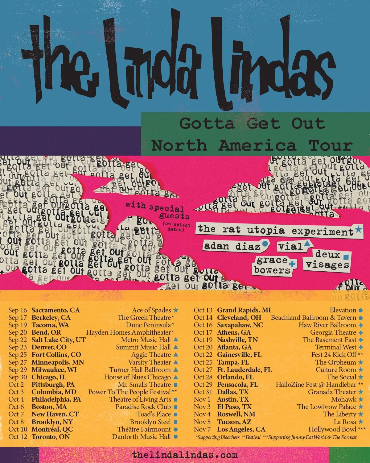 Flyer for The Linda Lindas North American Tour - Brooklyn