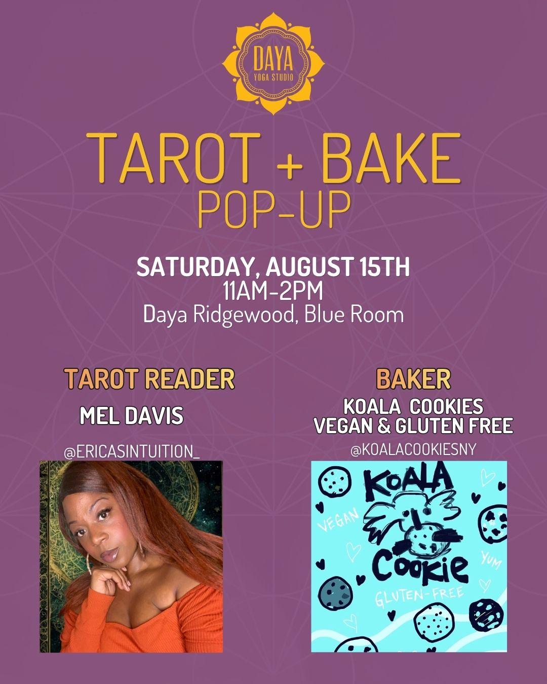 Flyer for Tarot + Bake Pop-Up